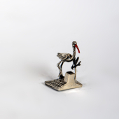 Ezüst miniatűr gólya figura