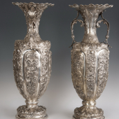 Ezüst óriás méretű váza párban