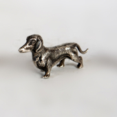 Ezüst miniatűr tacskó kutya figura