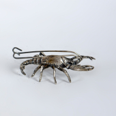 Ezüst miniatűr homár figura