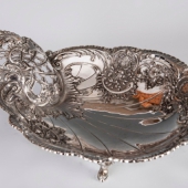 Ezüst barokkos kínáló/ asztalközép